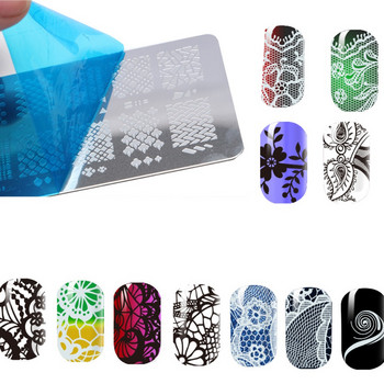 1 τεμ. Mezerdoo Rectangle Πρότυπο για σφράγιση νυχιών Lace Flower Leaves Stamp Nail 12*6cm Πιάτο σφράγισης νυχιών μανικιούρ M106