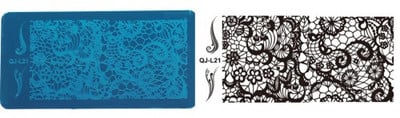 1 buc Mezerdoo Șablon pentru ștanțare unghii dreptunghiulară dantelă cu frunze de flori pentru ștampila unghiilor 12*6cm placă pentru ștanțare unghii pentru manichiură M106