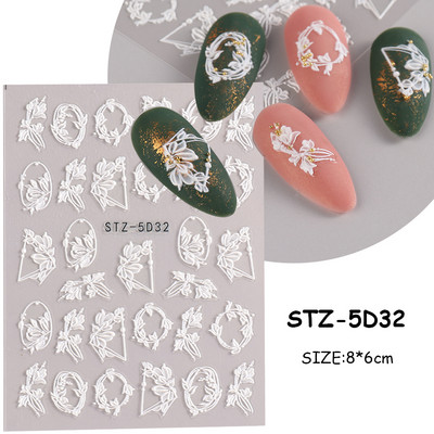 5D dombornyomott körömdísz matricák piros szerelem szív ragasztó csúszkák aranyos rajzfilm kutyalevél matrica Valentin napi dekoráció NF5D-K210