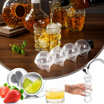 4 Hole Ice Cube Makers Round Ice Mold Whisky Cocktail Vodka Ball Ice Mold Bar Party Kitchen Ice Box Ice Cream Maker