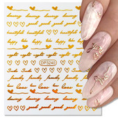 1 leht 3D küünekleebis Rose Gold Wave Line Heart Isekleepuv liugur küünekleebised Hõbedaselt särav täht küünte maniküüri kaunistus