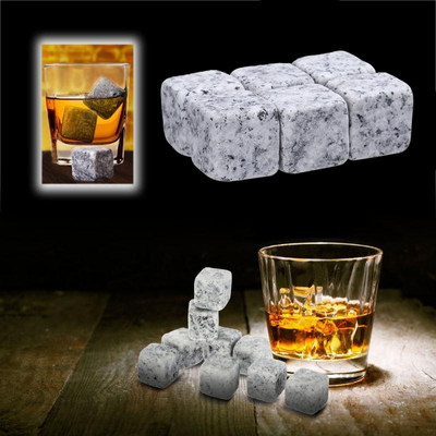 Fierbinte 6 bucăți Whisky Ice Vin Stone Whisky Ice Cube Drink Cube Whisky Rock Granit Whisky Stone Bar Accesorii