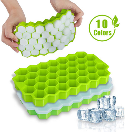 SILIKOLOVE Creative Honeycomb Ice Cube Maker Тави за многократна употреба Силиконова форма за кубчета лед Форма за лед без BPA с подвижни капаци