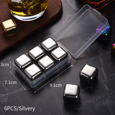 4/6 tk 304 roostevabast terasest jääkuubikute komplekt, korduvkasutatavad jahutavad kivid viina viski veini jahutav metallist kuubik rock peo baari tööriist