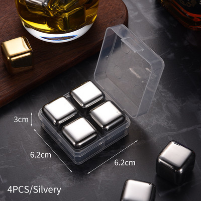 4/6 tk 304 roostevabast terasest jääkuubikute komplekt, korduvkasutatavad jahutavad kivid viina viski veini jahutav metallist kuubik rock peo baari tööriist