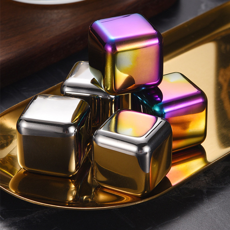 4/6 tk 304 roostevabast terasest jääkuubikute komplekt, korduvkasutatavad jahutavad kivid viina viski veini jahutav metallist kuubik rock peo baari tööriist