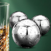 2 buc. Cuburi de gheață din oțel inoxidabil 304 Bile de gheață congelate rapid Tartar cu gheață Whisky Ustensile rotunde de metal cu gheață pentru bar de bucătărie