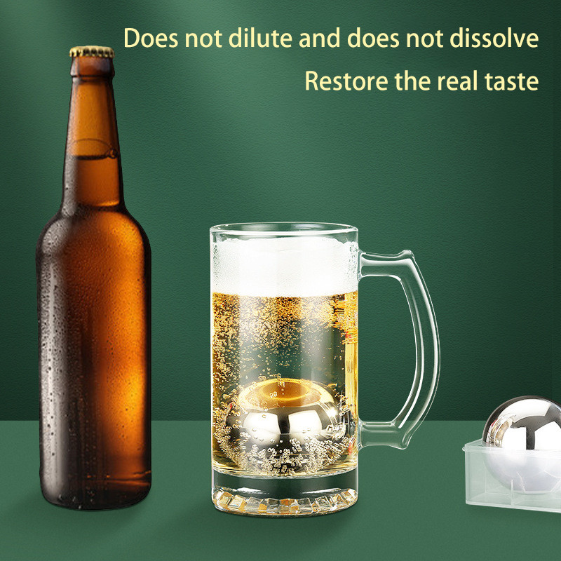 2tk 304 roostevabast terasest jääkuubikuid kiirkülmutatud jääpallid, jääpallid, tartarviski ümmargused metallist jääköögi baarinõud