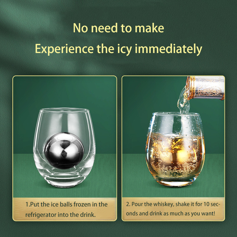 2tk 304 roostevabast terasest jääkuubikuid kiirkülmutatud jääpallid, jääpallid, tartarviski ümmargused metallist jääköögi baarinõud