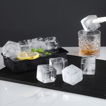 2/4/6/8/15Grid Large Ice Mold Mold Τετράγωνος δίσκος πάγου Mold Large Cubitera Food Grade Tray Silicone Mold DIY Ice Maker Δίσκος για παγάκια