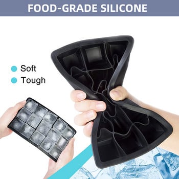 2/4/6/8/15Grid Large Ice Mold Mold Τετράγωνος δίσκος πάγου Mold Large Cubitera Food Grade Tray Silicone Mold DIY Ice Maker Δίσκος για παγάκια