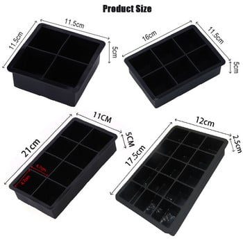 2/4/6/8/15Grid Large Ice Mold Mold Τετράγωνος δίσκος πάγου Mold Large Cubitera Food Grade Tray Silicone Mold DIY Ice Maker Δίσκος για παγάκια