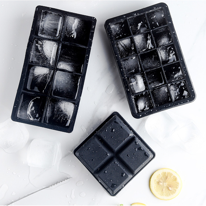 2/4/6/8/15Grid Large Ice Cube Mold Square Ice Tray Mold Large Cubitera Food  Grade Silicone Tray Mold DIY Ice Maker Ice Cube Tray