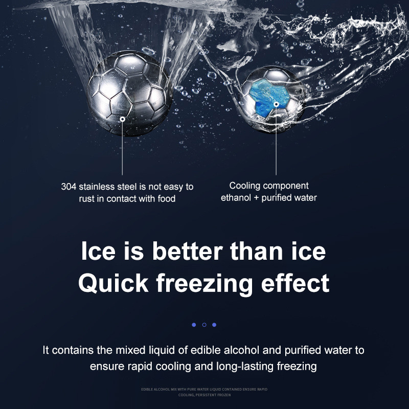 Nerūdijančio plieno futbolo ledo kubeliai Daugkartiniai šaldantys akmenukai Alus Vynas Gėrimai Aušintuvai Greitai šaldyti metaliniai ledo ritulio barai Barware Viskis