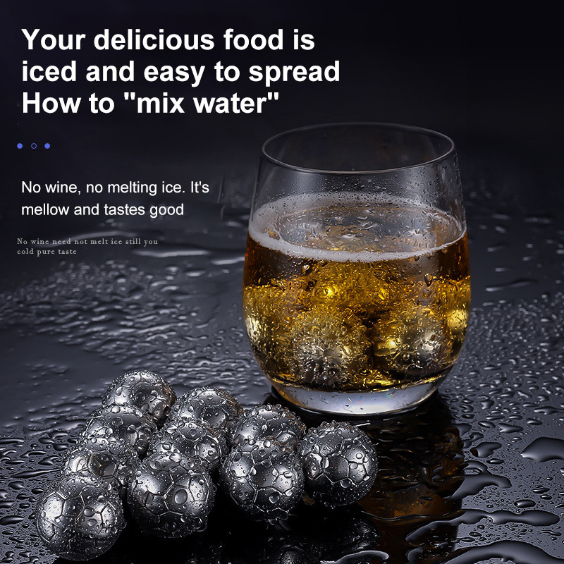 Nerūdijančio plieno futbolo ledo kubeliai Daugkartiniai šaldantys akmenukai Alus Vynas Gėrimai Aušintuvai Greitai šaldyti metaliniai ledo ritulio barai Barware Viskis