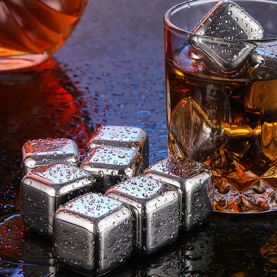 Set cuburi de gheață din oțel inoxidabil 1/2 bucăți Pietre reci reutilizabile pentru cuburi de răcire Vin Whisky Bar Instrumente pentru petrecere Pietre reci Instrumente pentru bar