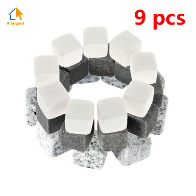 9pcs/set Prirodni Whisky Stones Pijuckanje Ice Cube Whisky Stone Whisky Rock Cooler Wedding Gift Favor Christmas Bar Alati