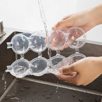Форма за лед 4 Cavity Whisky Maker Mold Sphere Mold Силиконова решетка за лед Кръгла ледена топка Ice Grid Парти за бар Кухненски аксесоари