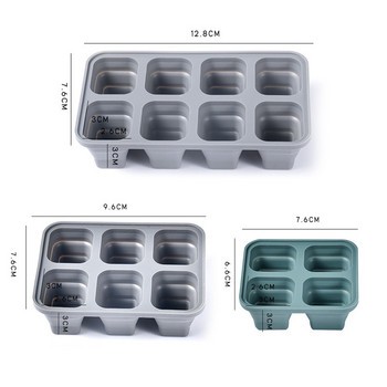 4/6/8 Grid Big Ice Tray Mold Box Μεγάλη σιλικόνης ποιότητας φαγητού, Τετράγωνος δίσκος καλουπιού για παγοθήκες Diy Bar Pub Wine Ice Blocks Maker Model