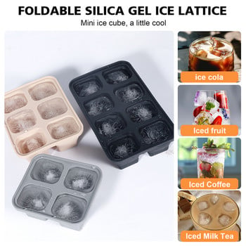 4/6/8 Grid Big Ice Tray Mold Box Μεγάλη σιλικόνης ποιότητας φαγητού, Τετράγωνος δίσκος καλουπιού για παγοθήκες Diy Bar Pub Wine Ice Blocks Maker Model