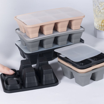4/6/8 Grid Big Ice Tray Mold Box Μεγάλη σιλικόνης ποιότητας φαγητού, Τετράγωνος δίσκος καλουπιού για παγοθήκες Diy Bar Pub Wine Ice Blocks Maker Model
