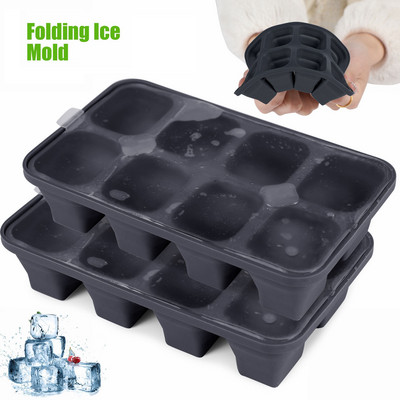 4/6/8 Grid Big Ice Tray Mold Box Μεγάλη σιλικόνης ποιότητας φαγητού, Τετράγωνος δίσκος καλουπιού για παγοθήκες Diy Bar Pub Wine Ice Blocks Maker Model