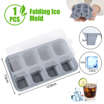4/6/8 ruudustik suur jääaluse vormikarp, suur toidukvaliteediga silikoonist jääkuubiku kandik, vorm isetehtud baari pubi veini jääklotside valmistaja mudel