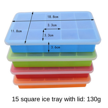 15 Grid силиконова форма за кубчета Голяма силиконова форма за тава за лед Ice Cube Maker Форма за нетоксичен издръжлив бар Pub Wine Ice Blocks Maker