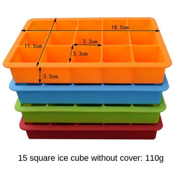 15 Grid силиконова форма за кубчета Голяма силиконова форма за тава за лед Ice Cube Maker Форма за нетоксичен издръжлив бар Pub Wine Ice Blocks Maker