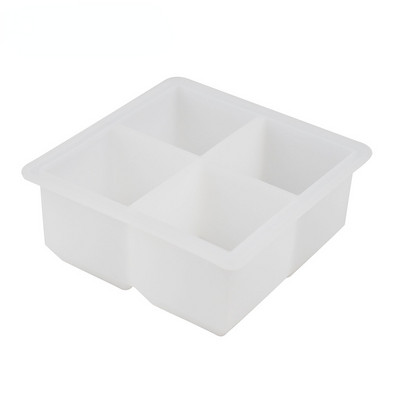 Δίσκος 4 Grids Big Ice Cube Maker Δίσκος σιλικόνης Τετράγωνο καλούπι πάγου για ουίσκι Κοκτέιλ Μπράντυ Μεγάλο Cubitera Ice Tray Φόρμα για παγάκια