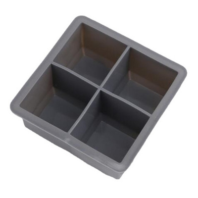 Δίσκος 4 Grids Big Ice Cube Maker Δίσκος σιλικόνης Τετράγωνο καλούπι πάγου για ουίσκι Κοκτέιλ Μπράντυ Μεγάλο Cubitera Ice Tray Φόρμα για παγάκια
