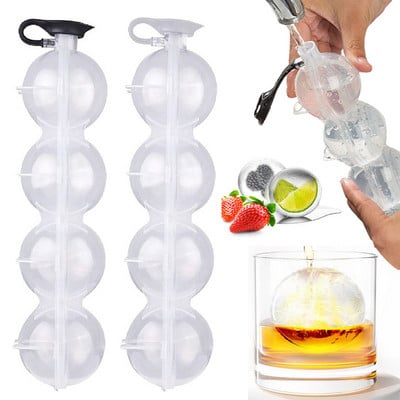 4 Hole Ice Cube Makers Round Ice Mold Whisky Cocktail Vodka Ball Ice Mold Bar Party Kitchen Ice Box Ice Cream Maker