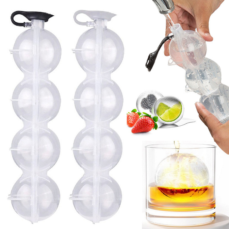 4 Hole Ice Cube Makers Round Ice Hockey Mold Whisky Cocktail Vodka