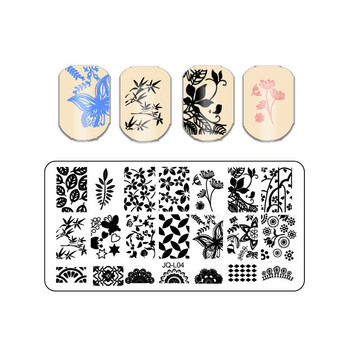 Leafs Flower Stripe Design Plate Stamping Abstract Lady Face Stamp Stamp Templates Leaf Floral printing stencil stencil Εργαλεία μανικιούρ