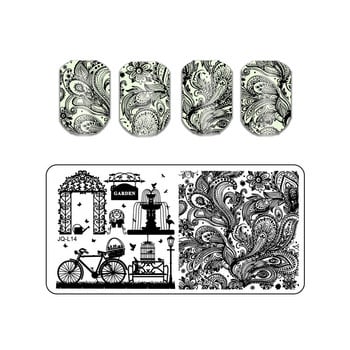 Leafs Flower Stripe Design Plate Stamping Abstract Lady Face Stamp Stamp Templates Leaf Floral printing stencil stencil Εργαλεία μανικιούρ