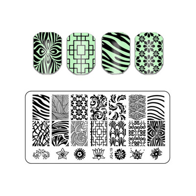 Lehed Lilletriibu Disain Tempelplaadid Abstraktsed Daami Näo Küünetempli mallid Lehed Lilleprintimine Šabloon Maniküüri tööriistad