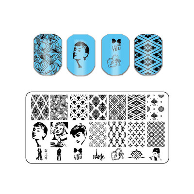 Lehed Lilletriibu Disain Tempelplaadid Abstraktsed Daami Näo Küünetempli mallid Lehed Lilleprintimine Šabloon Maniküüri tööriistad