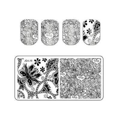 Lehed Lilletriibu Disain Tempelplaadid Abstraktsed Daami Näo Küünetempli mallid Lehed Lilleprintimine Šabloon Maniküüri tööriistad