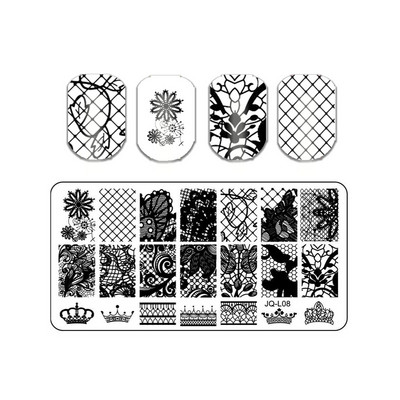 Lehed Lilletriibu Disain Tempelplaadid Abstraktsed Daami Näo Küünetempli mallid Lehed Lilleprintimine Šabloon Maniküüri tööriistad