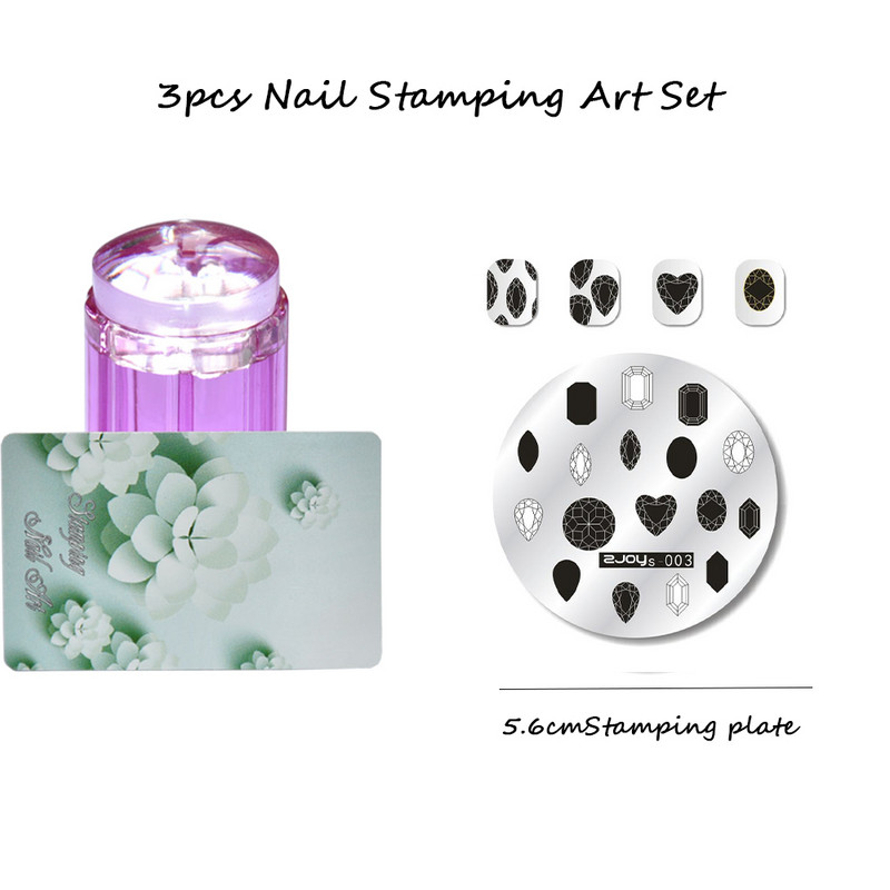 3 tk ümmargune küünte tembeldamiskunsti komplekt 6,5 cm roostevabast terasest küünetempli mall 3D linnu-/liblika-/lillekujutise šabloonide tööriistakomplekt