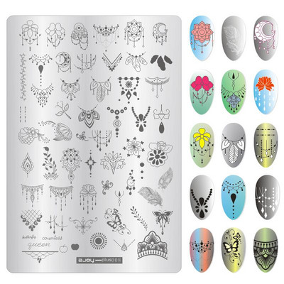 Λουλούδια δαντέλας Πλάκες για σφράγιση νυχιών Mandala Γεωμετρικά Πρότυπα Σφραγίδας Νυχιών Εργαλεία στένσιλ εκτύπωσης μονό κομμάτι