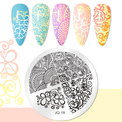 Στρογγυλές πλάκες για σφράγιση νυχιών με μοτίβο πεταλούδας Πλάκα τέχνης στένσιλ λουλουδιών Εργαλεία πρότυπο σφράγισης νυχιών