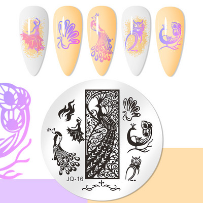 Στρογγυλές πλάκες για σφράγιση νυχιών με μοτίβο πεταλούδας Πλάκα τέχνης στένσιλ λουλουδιών Εργαλεία πρότυπο σφράγισης νυχιών