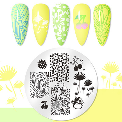 Στρογγυλές πλάκες για σφράγιση νυχιών με μοτίβο πεταλούδας Πλάκα τέχνης στένσιλ λουλουδιών Εργαλεία πρότυπο σφράγισης νυχιών
