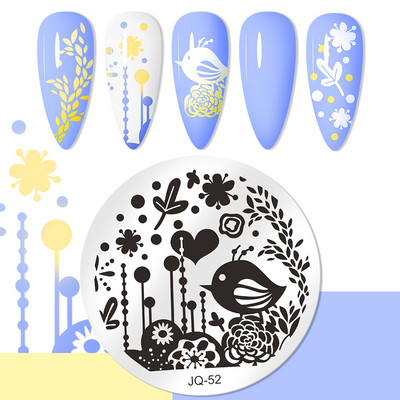 Στρογγυλές πλάκες για σφράγιση νυχιών με μοτίβο πεταλούδας Πλάκα τέχνης στένσιλ λουλουδιών Εργαλεία πρότυπο σφράγισης νυχιών
