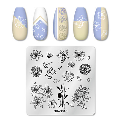 Στρογγυλές πλάκες για σφράγιση νυχιών με μοτίβο πεταλούδας Πλάκα τέχνης στένσιλ λουλουδιών Εργαλεία πρότυπο σφράγισης νυχιών