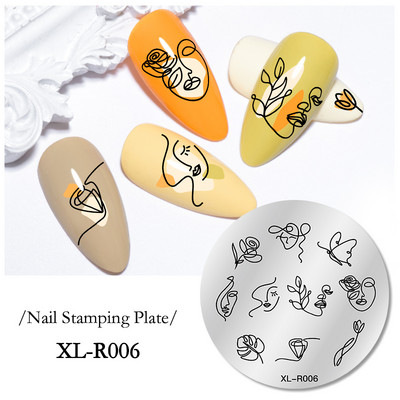 Στρογγυλές πλάκες για σφράγιση νυχιών με μοτίβο πεταλούδας Πλάκα τέχνης στένσιλ λουλουδιών Εργαλεία πρότυπο σφράγισης νυχιών