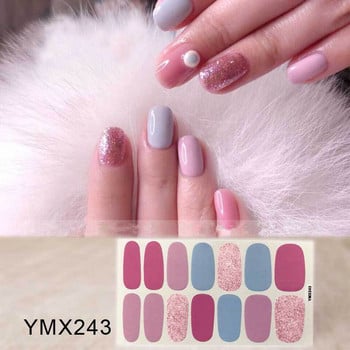 14 Tips/Sheet Fashion Nail Wrap Αυτοκόλλητα Μικτά σχέδια Αυτοκόλλητα βερνίκια νυχιών Foils 3D Stickers Nail Art Decorations Salon