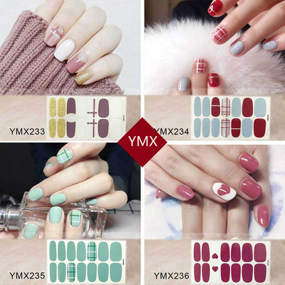 14 Tips/Sheet Fashion Nail Wrap Αυτοκόλλητα Μικτά σχέδια Αυτοκόλλητα βερνίκια νυχιών Foils 3D Stickers Nail Art Decorations Salon