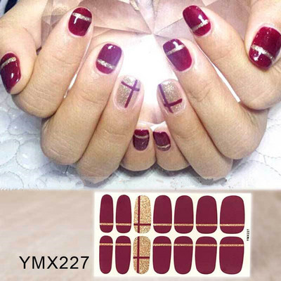 14 Tips/Sheet Fashion Nail Wrap Αυτοκόλλητα Μικτά σχέδια Αυτοκόλλητα βερνίκια νυχιών Foils 3D Stickers Nail Art Decorations Salon